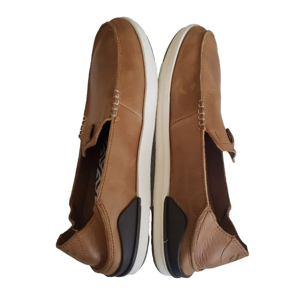 OLUKAI Kakaha Convertible Leather Slip-On Loafers Fox Tan Men's Size 10